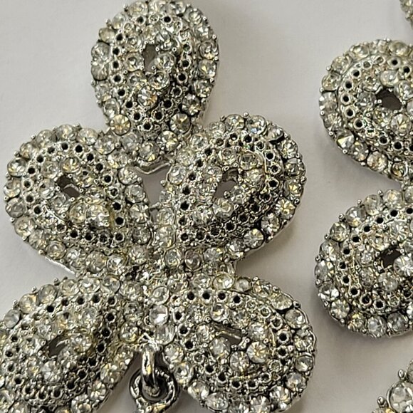 Silver Crystal Drop Earrings Dangle and Drop Earrings Bridal Earrings - Picture 5 of 7